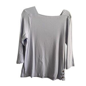 Chicos Women SZ XL Pale Periwinkle Square Neckline 3/4 Sleeve The Ultimate Tee